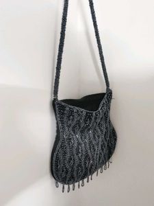 Black Beaded Shoulder Bag