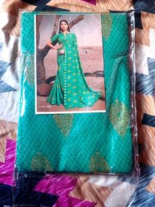 Teal & Gold Sari - New in Package!