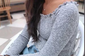 Gray Off-Shoulder Crop Top
