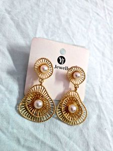 Golden Alloy Drop Classy Earrings