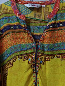 🌼 Biba Yellow Shine Kurta – Festive Chic 🌼