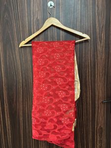 Red Stone Work Saree