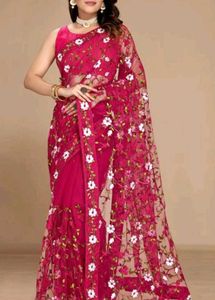 Net Embroidery Saree