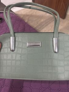 Vintage Green Croc Embossed Baguette Bag