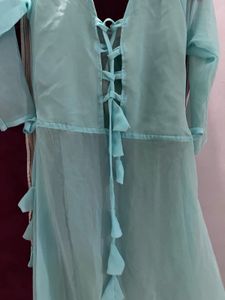 Aqua Kurta &amp; Bottom Set