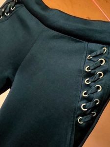 Black Lace-Up Accent Leggings