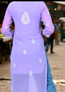 Lavender Embroidered Kurta Set