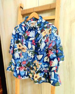 Floral Print Peplum Crop Top Size-44