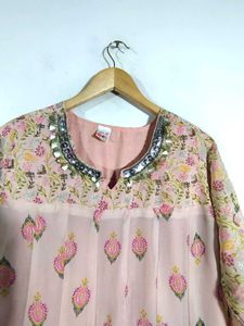 Peach Floral Print Kurta (Women&#39;s)