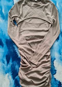 Beige Bodycon Mini Dress