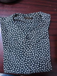 Black Flower Print Shirt For Women