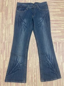 Vintage Denim Blue Wide Leg Men Jeans