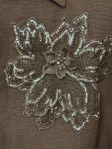 Brown Floral Embellished Two-Piece Set