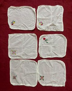 Embroidered Vintage Handkerchief(Set of 6)