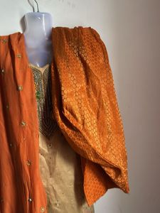 Embroidered Beige Kurti Set Of 2