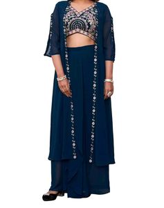 Elegant Blue Kurta Set & Shrug