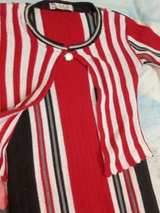 woolen Striped Knit Dress or kurta