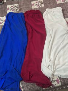 Combo 3 Plazzo - White , Rose And Blue