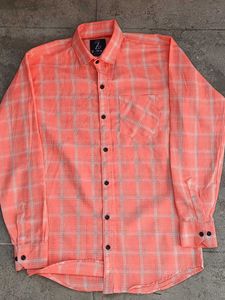 Peach Colour Checked Shirt