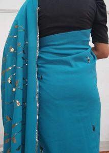 Teal Sequin Sari