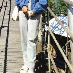 Gray Straight Leg Trousers