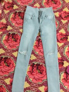 Ripped Light Wash High-Waisted Jeans