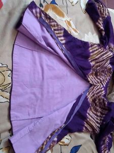 Purple Tie-Dye Off-Shoulder Cotton Top with Back