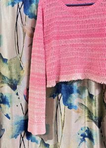 Pink Knit Crochet Top