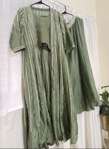 Indo-western Crop Top Lehenga Set with Mirror &amp; Re