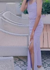beautiful lilac slit dress