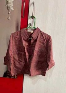 Mauve Cropped Button-Up