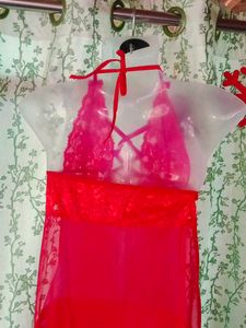 sexy Red Lace Lingerie Nightgown