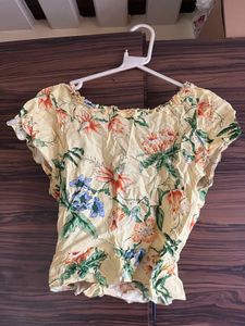 Yellow Wrap Crop Top