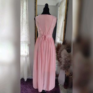 Pink Lace Maxi Dress