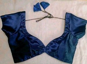 Non Padded Satin 1 Hook Deep Neck Blouse