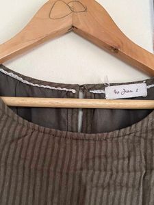 Olive Green Striped Dress