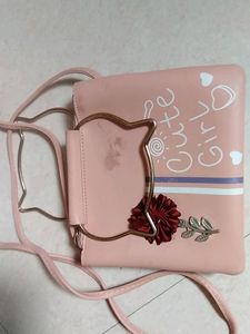 Peach Colour Sling Leather Bag