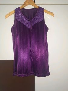 Claura Purple Satin Night Suit