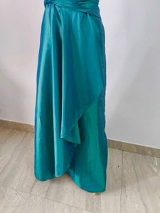 Teal Strapless Evening Gown