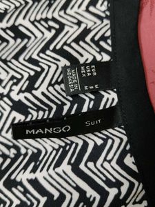 Mango Women Black White Printed Top
