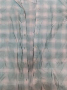 Light Sea Greenish Blue Plaid Button-Down