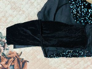 Aqua Ruffle Ready To Wear Party Saree With Blouse