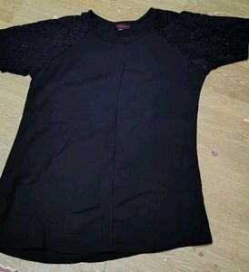 Lace Sleeve Black Top