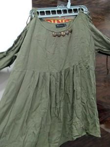 Olive Green Cold Shoulder Top