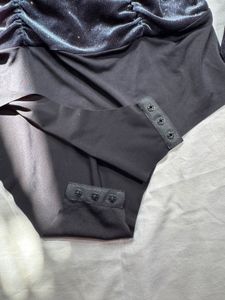 Zara Glitter Ruched Sleeve Bodysuit