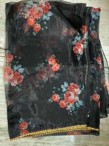 BLACK Floral Organza Saree(NEW)