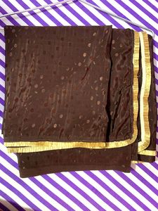 Chocolate brown self design saree