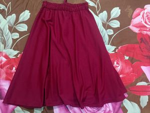Maroon Button-Down Skirt