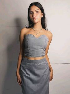 Checkered Tube Top &amp; Skirt Set