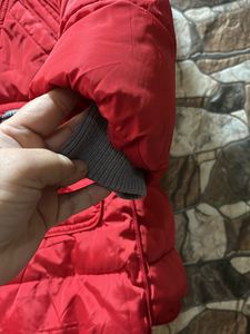 Red Long Jacket With Detachable Cap